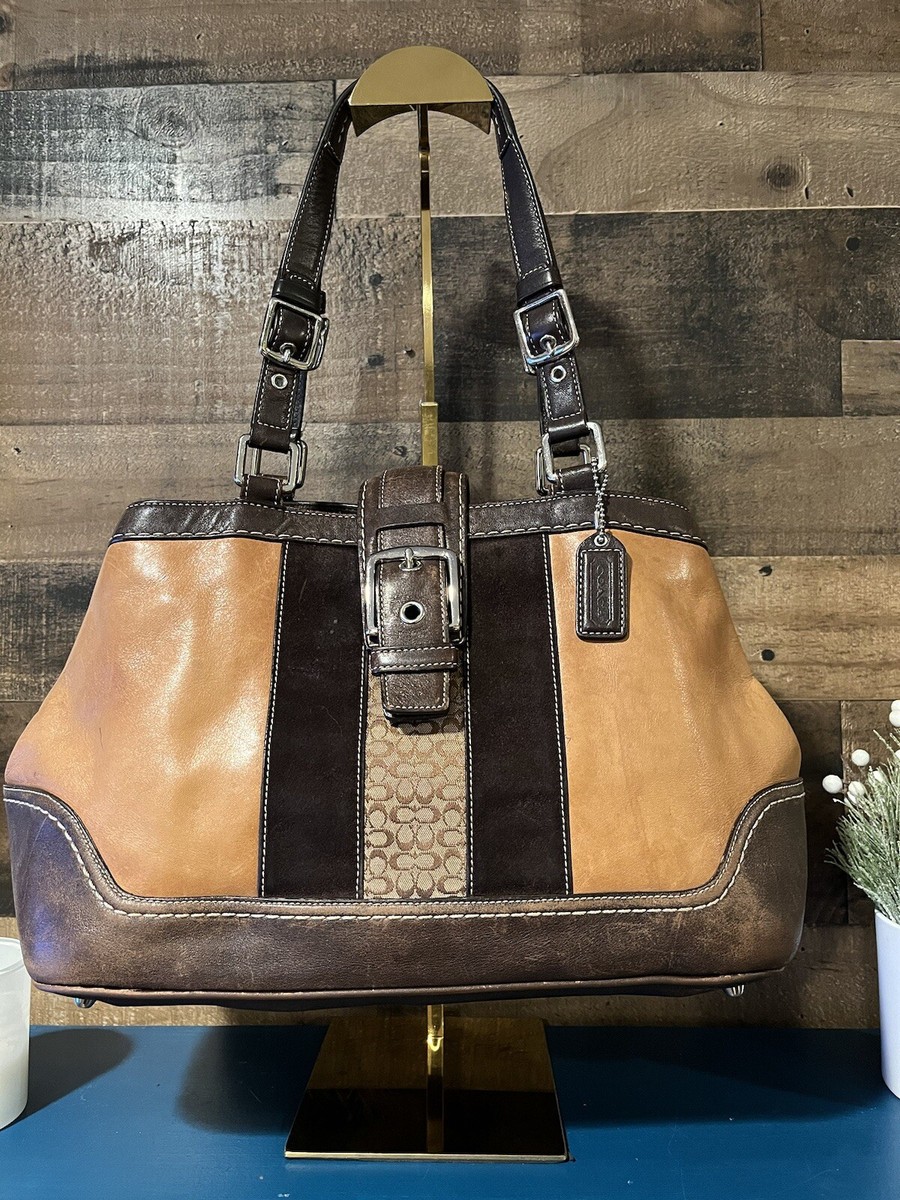 Coach Y2K Patch Monogram C Logo Brown Leather Suede Bag | eBay