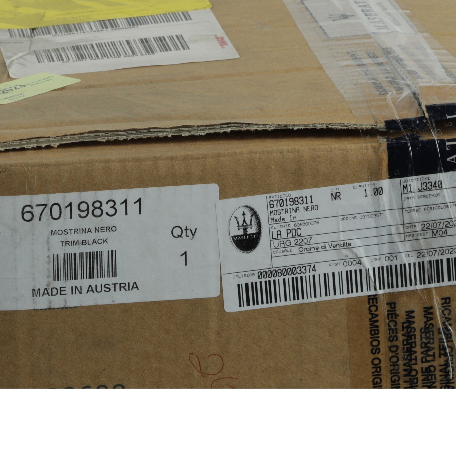 Maserati Grecale 2023 Plate Black P/N 670198311