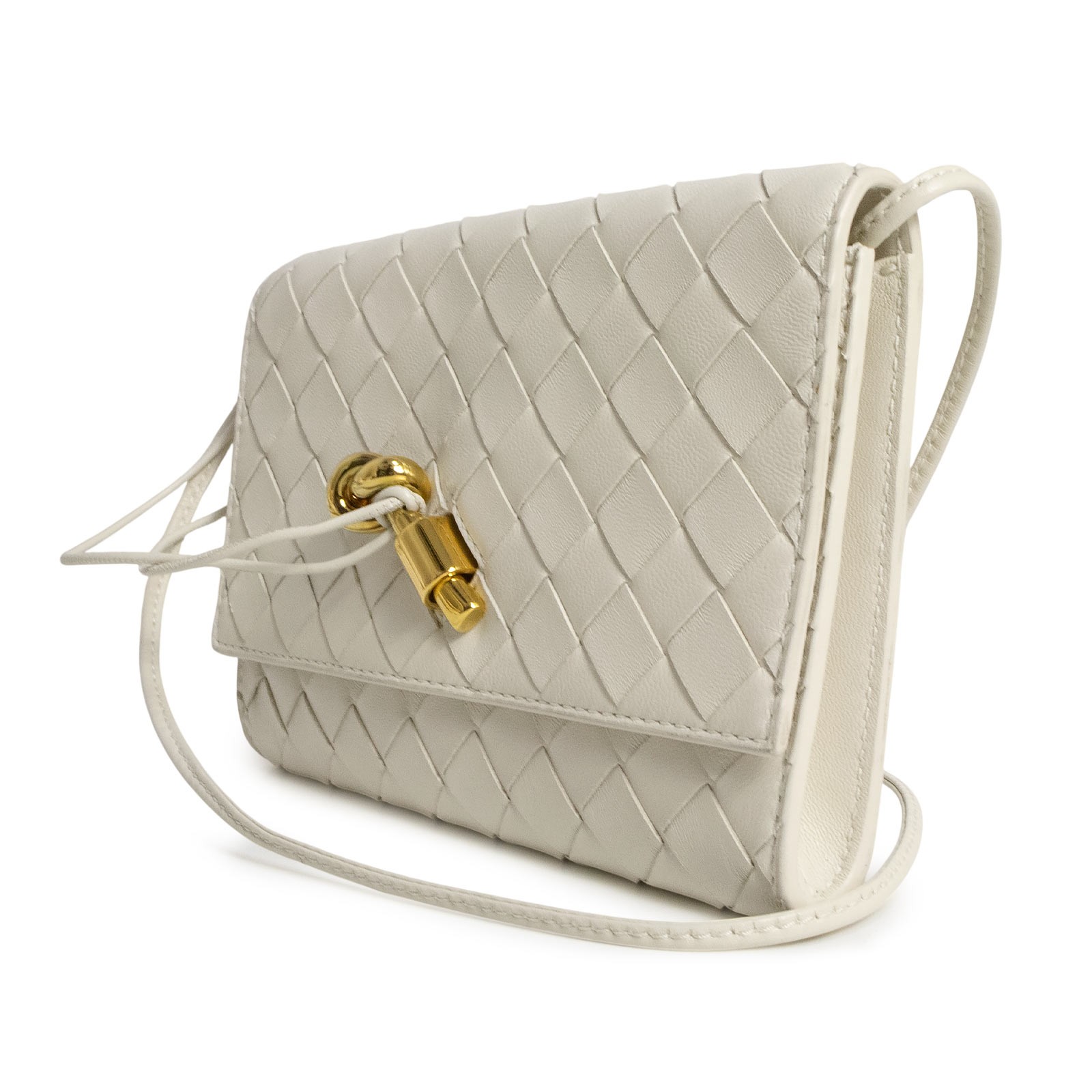 BOTTEGA VENETA 836940 Andiamo Strap Pouch Lambskin, Off White Shoulder Bag image 5