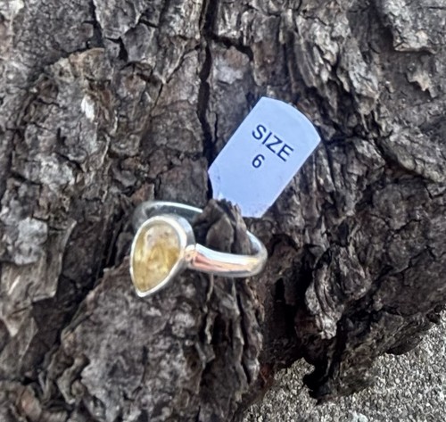 Natural Golden Rutile 925 Solid Silver Statement Artisan New Ring Jewelry Size 6 - Picture 1 of 2