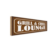 Holzschild 10X27 Cm Grill Chill Lounge Grillen Essen Trinken Deko Geschenk Holz