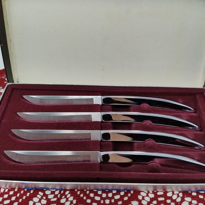 4X Vtg Carvel Hall Stainless Steel Steak Knives Made in USA W/Box