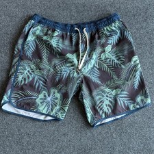 Fair Harbor Men  s 8in Inseam Lined Swim Trunks - Navy Evergreen Pattern Size XL
