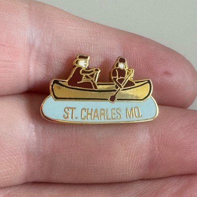 Vintage St. Charles Missouri Lewis Clark Canoe Lapel Pin Saint