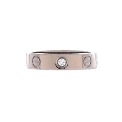 Cartier Love Wedding Band 1 Diamond Ring 18K White Gold with 