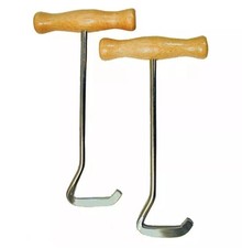 Pair of Boot Pulls Hooks 8 inch, Wooden Handles