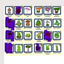 Webkinz Virtual Items trees and topiary's HTF please leave note reply to seller