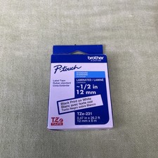Brother TZe-231 P Touch Label Tape 12mm 1/2 Black on White Laminated OEM