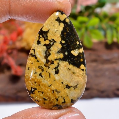 Natural Ocean Jasper Pear Cab 40Ct 38x23mm Loose Gem