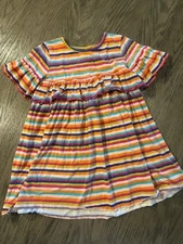 TUCKER + TATE MULTI STRIPED GIRLS JEWEL NECK RUFFLE SLEEVE & BODICE SZ 6 GENTLY