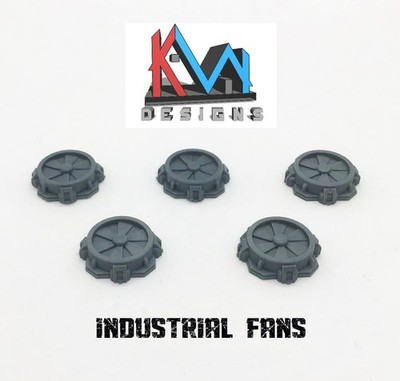 3D Printed - Sci-Fi Industrial Fans Greebles (Set of 5)