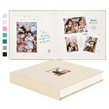 8 x 8 Inch DIY Scrapbook Album 40 Pages Linen Hardcover Kraft White Paper Scr...