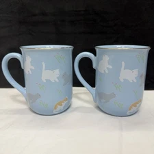 Otagiri Japan Set of 2 VTG Mugs Kittens and Tulips - cat lover cottage core