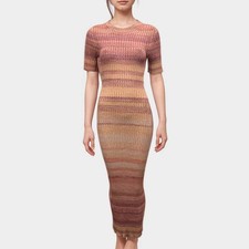 Zimmermann Women's Striped Ribbed Pink and Orange Gradient Maxi Dress, size UK10