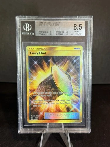 Pokemon Fiery Flint 76/70 Dragon Majesty Gold Secret Rare Full Art. BGS 8.5