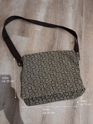 Calvin Klein Messenger Bag Schultertasche Crossbody Canvas neu monogram CK beige