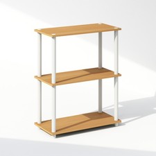Furinno TURN-N-TUBE Book Shelf, 3-Tier Bookshelf, Bookcase, Beech