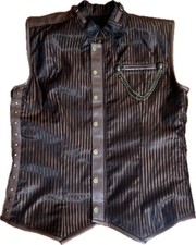 Spirit Charmain Men M Striped Spiral Steel Boned Waistcoat Steampunk Vest Brown