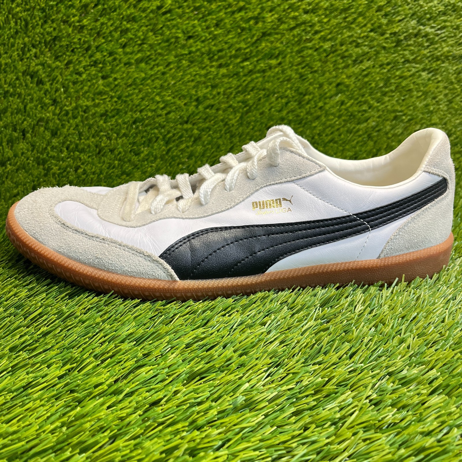 Puma Super Liga OG Retro Mens Size 14 White Black Gold Athletic Shoes Sneakers thumbnail 3