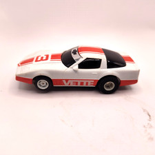 Tyco Corvette 3 Striped Orange White 440 chassis white rims vintage
