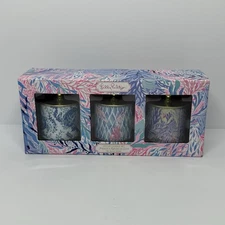 Lilly Pulitzer 3 Votive Candle Gift Set Kaleidoscope Coral So Juicy! Scent NIB