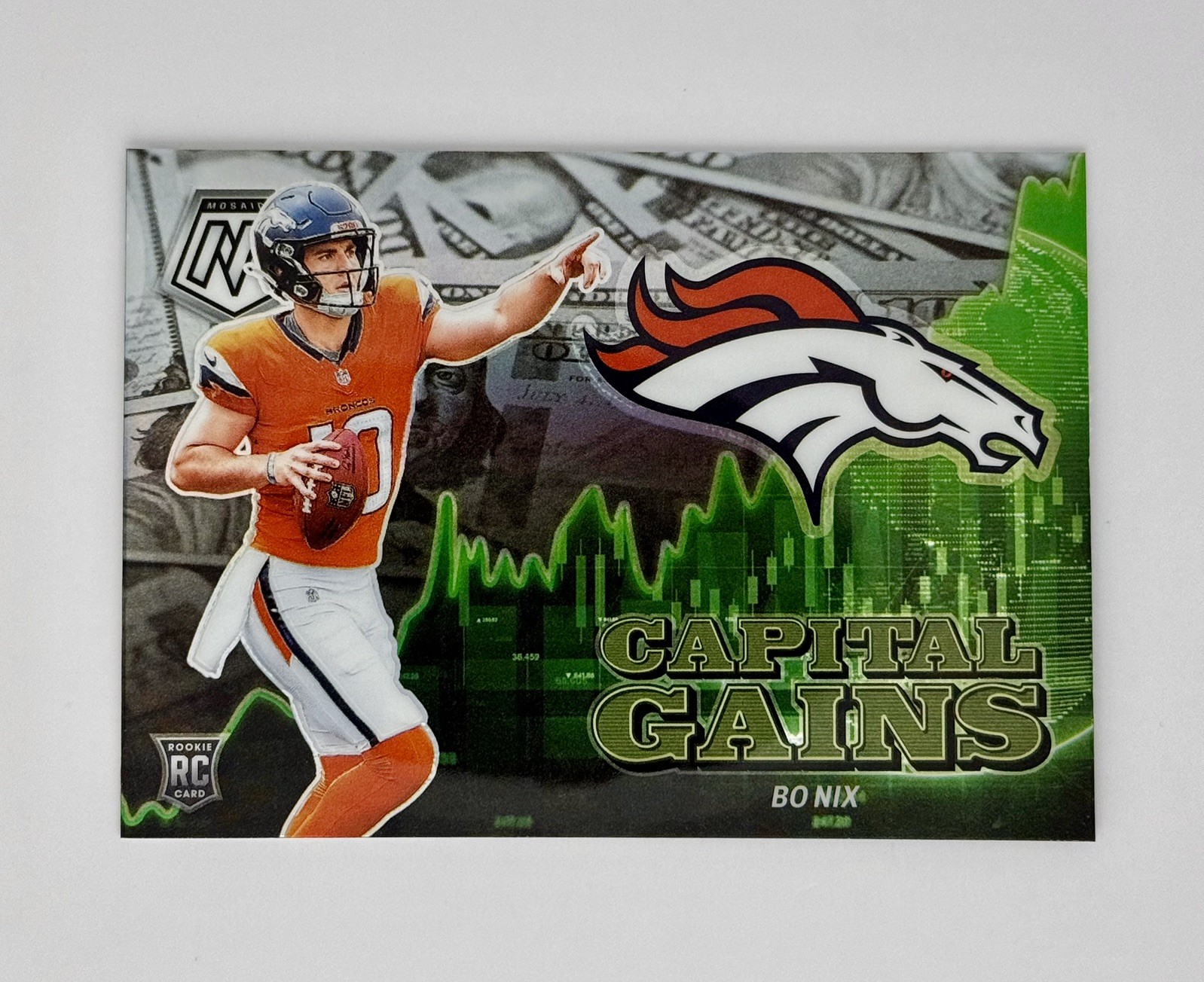 2024 Panini Mosaic Bo Nix Rookie  Capital Gains #24 Silver Prizm (RC)