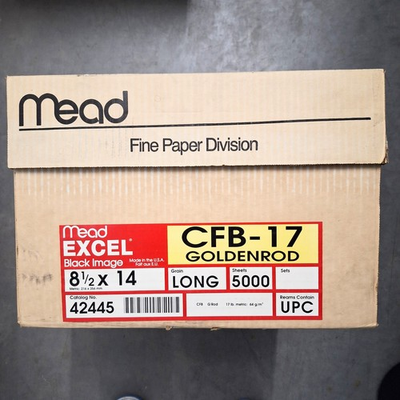 #ad Mead Excel Goldenrod Carbonless Paper 8.5” X 14” Inch CFB 17 10 Reams $229.99