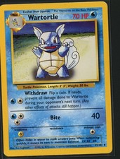 Wartortle 42/102 Uncommon Base Set Unlimited Pokemon Heavily Played