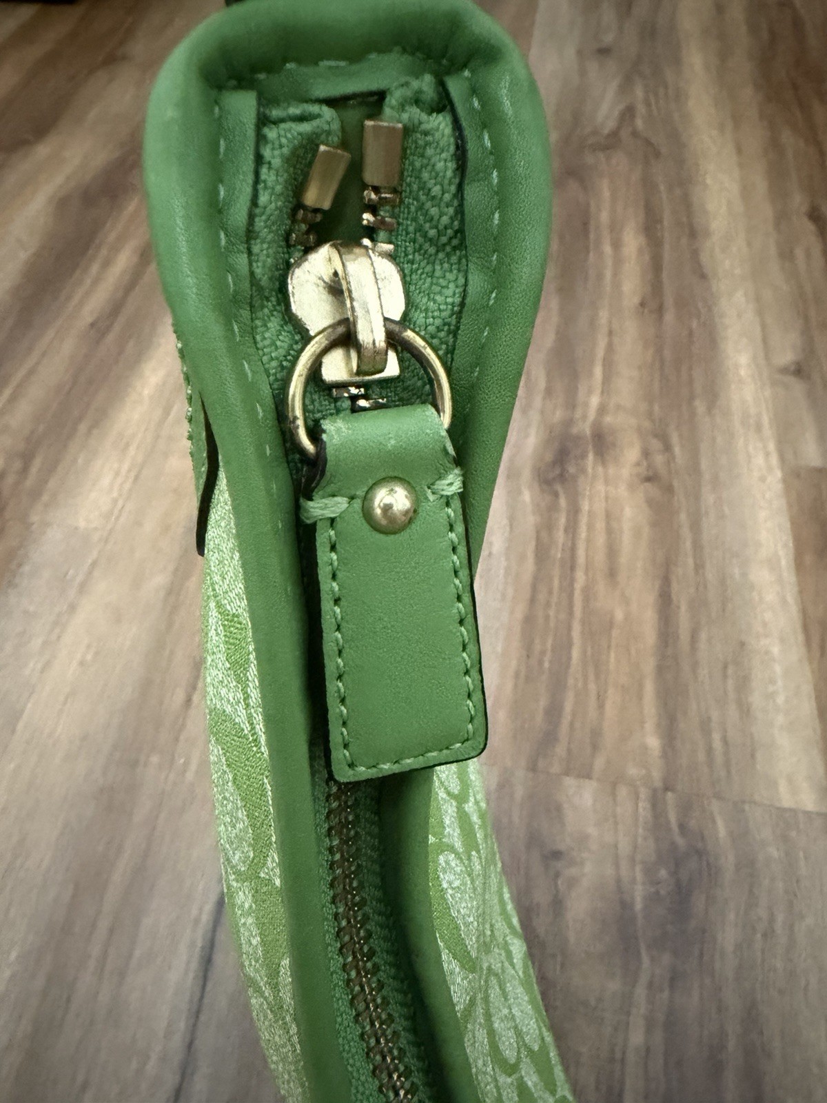 Coach Heritage Stripe Lime Green Signature Canvas Hobo Bag 13193 Y2K Vtg Rare image 10
