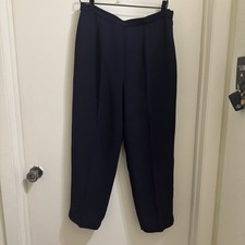 Talbots Petites Women  s Dress Pants Navy Sz 10 Zipper on Side Polyester Vintage