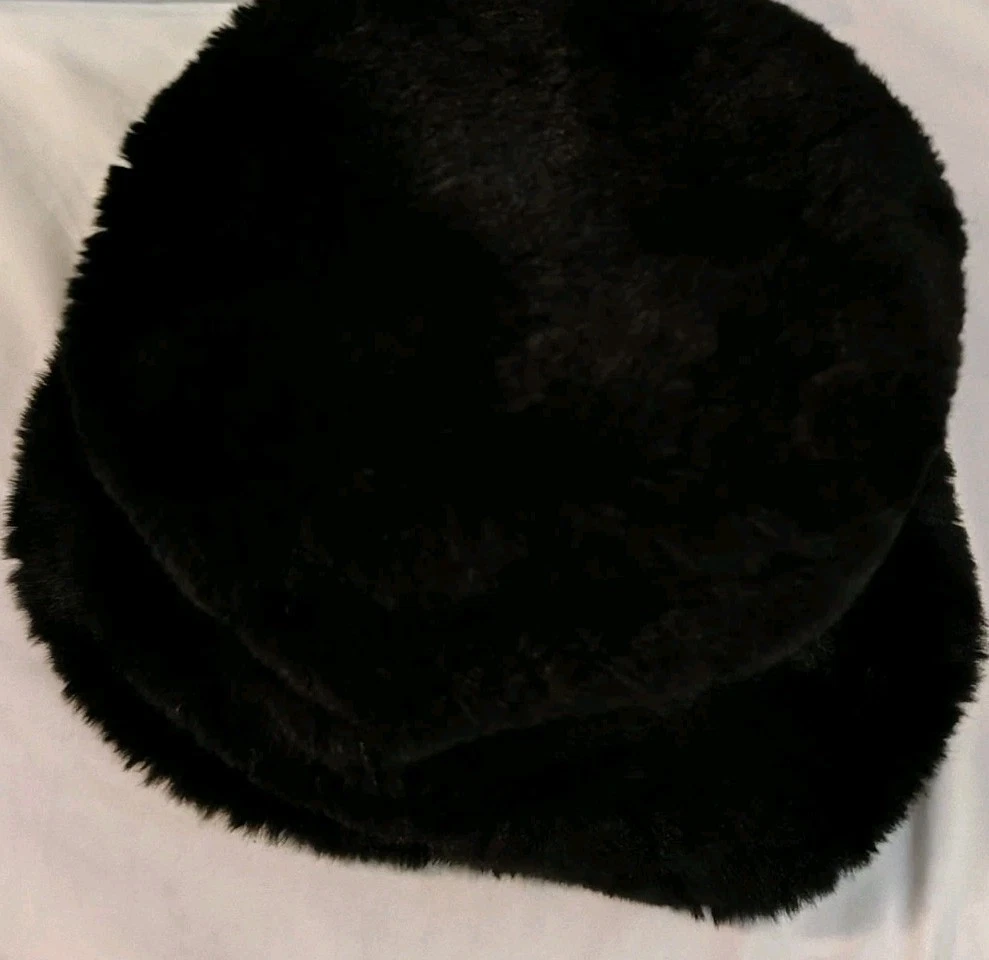 Vintage Black Faux Fur Pillbox Cossack Hat Size 7.5 Winter Glam Quiet Luxury Faux Fur Cossack Black Hats for Women for sale | eBay main image 4