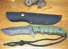 TAC XTREME Fixed Black Blade Tactical Knife w/Sheath ~ Non-Slip Grip & Lanyard