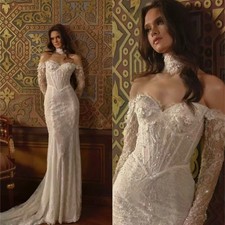Charming Off-Shoulder Long-Sleeve Wedding Dresses Elegant Appliqued Bridal Gowns