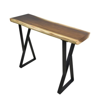 Rustic Suar Wood Console Table Natural Edge Sofa Table for Living Room Entryway