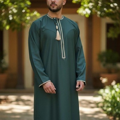 Herren Jubba Thobe abnehmbare Quaste Stickerei Dubai arabisch UK