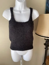 Skims Fuzzy Black Knit Tank Top for Women Size Small/Medium
