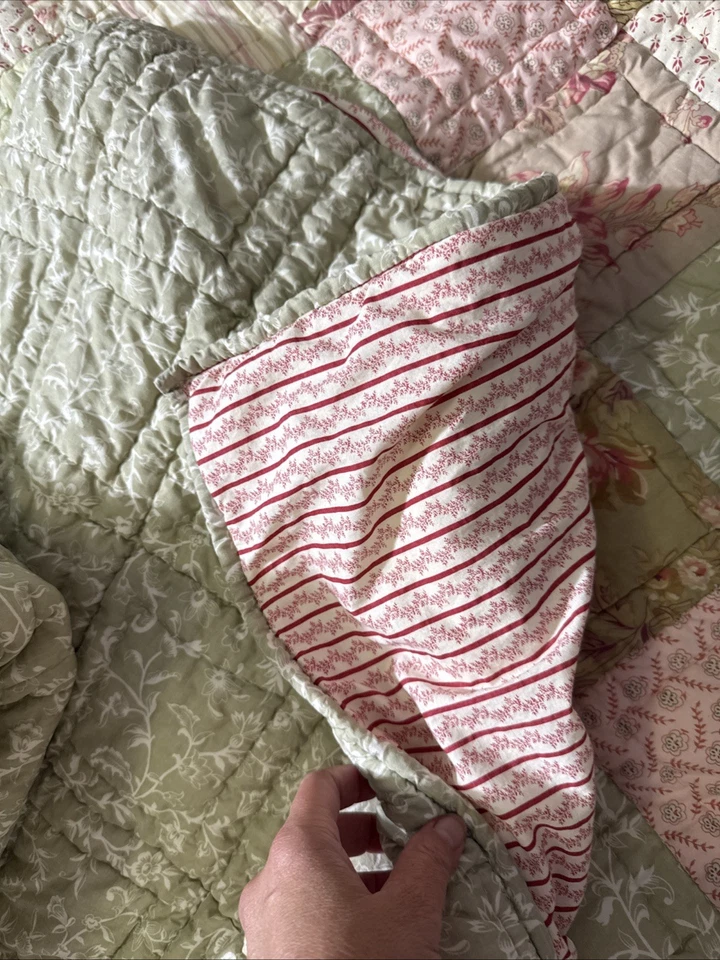 Pottery Barn Blakely 花卉拼布被子国王褶皱边缘 2 欧式 Shams — 第 3/4 张图片