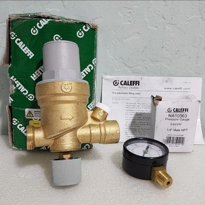 Caleffi 553642A AutoFill 1/2'' NPT Inlet X 1/2'' NPT Outlet w/ Pressure Gauge Fs