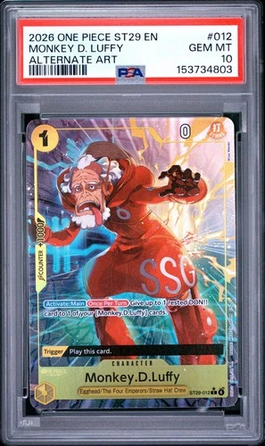 2026 ONE PIECE STARTER DECK ST29: EGGHEAD #012 MONKEY D LUFFY ALT ART PSA 10