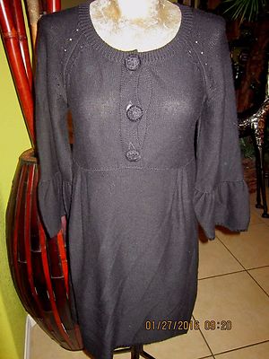 BLACK SWEATER DRESS 60'S STYLE Size M GAT RIMON