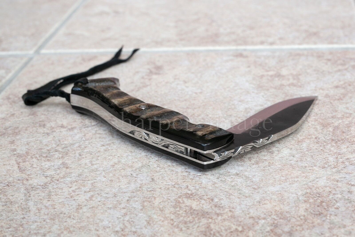 Citadel Handmade Folding Kukri Knife Horn Scales Frame Lock 9.5