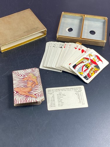 2 Vintage Pinup Playing Cards 1948 Esquire w/ Box Risque Zebra Leopard Complete - Picture 4 of 24