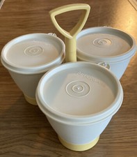 Vintage Tupperware Condiment Caddy Beige Set 7 Pieces #757-4 Made in USA