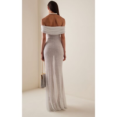 beaded maxi dresses Rhoda Purple Maxi Dress With Beaded Fringing – Frock and Frill main image 0