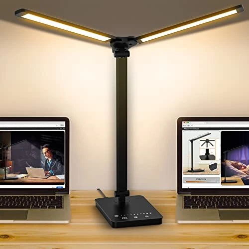 Adjustable Foldable Desk Lamp for Home Office Double Swing Arm