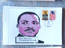 martin luther king jr 2004 75TH ANNIV OF BIRTH COMBO OLD GLORY FAN STAMP CARD