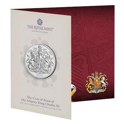 NEU: 2025 Wappen King Charles III £5 Royal Mint Münze BU Sealed Pack