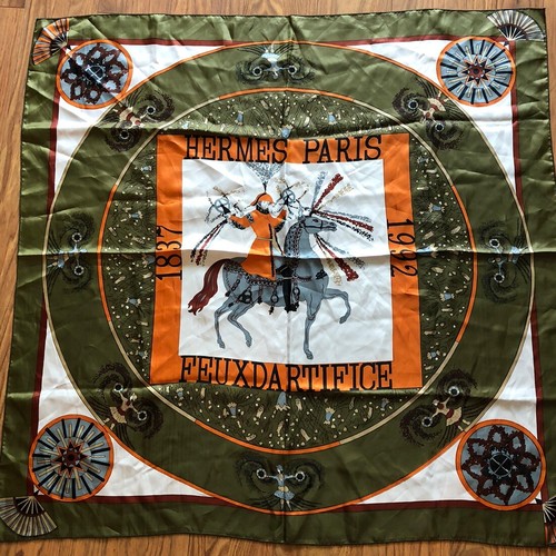 1992 Feuxdartifice 34” X 34” Vintage Hermes Scarf Paris 100% silk