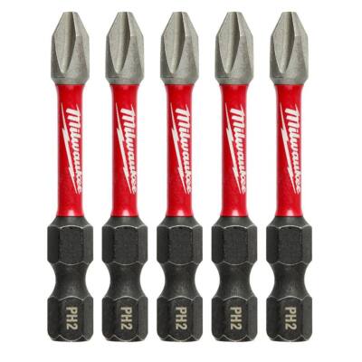 Milwaukee 48-32-4602 SHOCKWAVE  Impact Duty  2'' PH2 Phillips Bits, 5Pk
