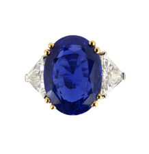 GUBELIN Natural Untreated 11 Ct. Royal Blue Ceylon Sapphire and Diamond Ring COA